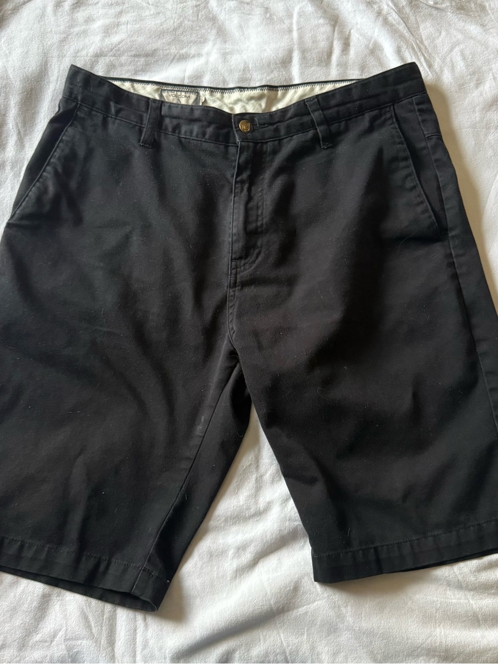 Volcom Black Flat Front Chino Shorts